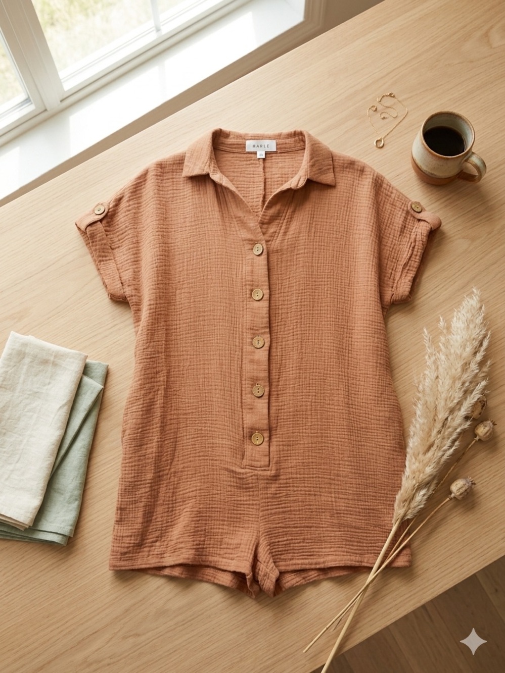 MABLE Rust Cotton Gauze Romper